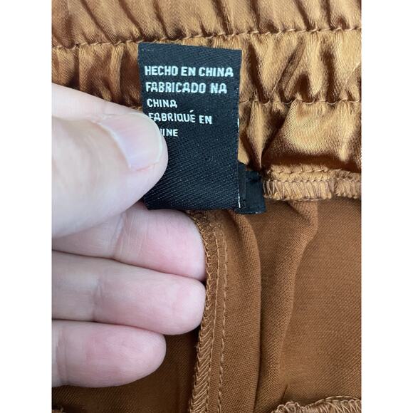 Forever 21 Wide Leg Women Pants Womens Small Rust Satin Drapey Fairy Relaxed - Picture 6 of 12